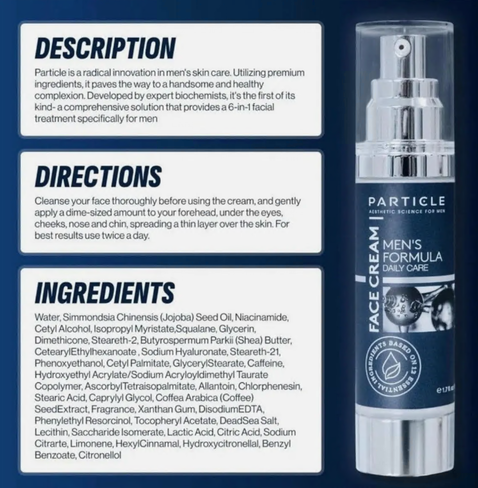 Particle Face Cream For Men 50ml – Anti-Aging Moisturizer for Dark Spots & Wrinkles