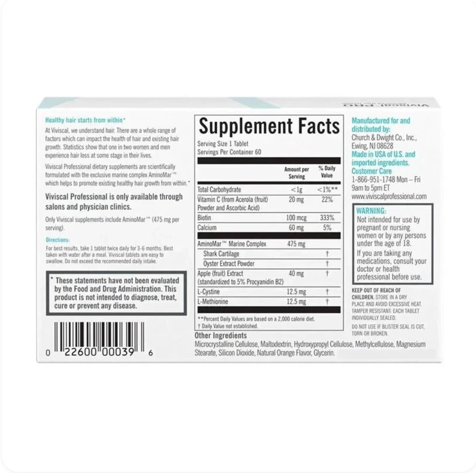 Viviscal Pro Advanced Hair Growth Supplement — 180 Tablets (3-Month Supply)