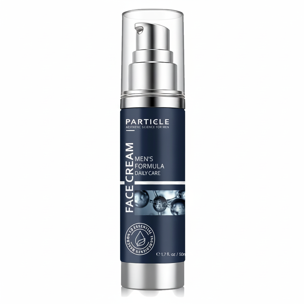 Particle Face Cream for Men 6-in-1 Daily Hydrating Moisturizer on white background